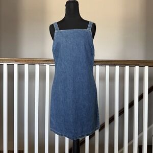 Vtg Old Navy Denim Jean Overall 90s‎ Dress Sz 4 Y2K Retro Streetwear Cottage